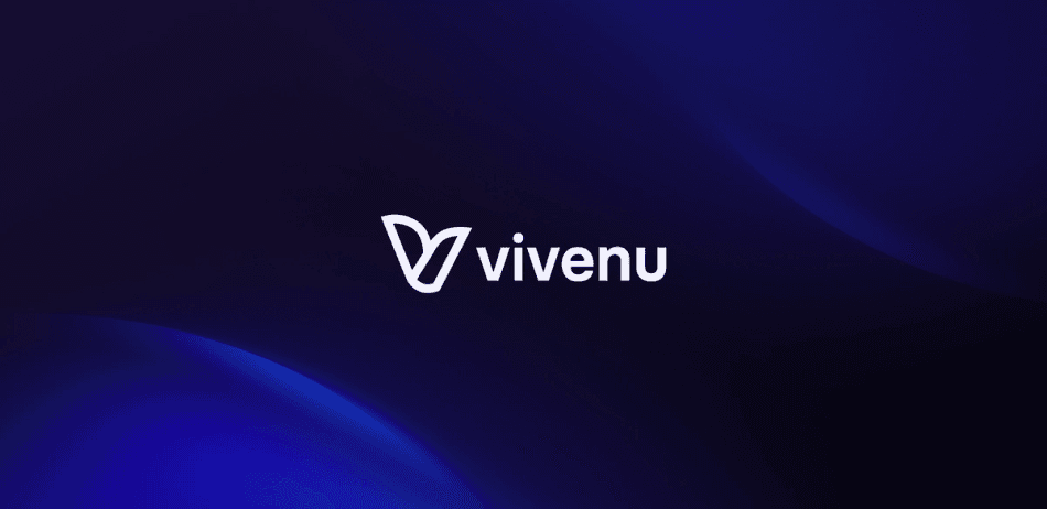 vivenu Logo auf blauem Hintergrund